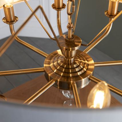 Endon 98938 - Lámpara de araña con cadena HIGHCLERE 8xE14/40W/230V Ø 70 cm blanco/latón
