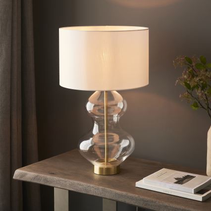 Endon 99110 - Lámpara de mesa regulable KELDA 1xE27/10W/230V blanco/dorado