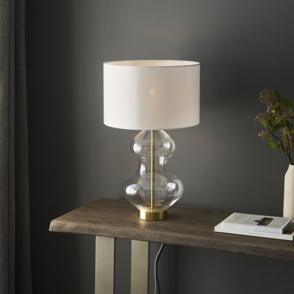 Endon 99110 - Lámpara de mesa regulable KELDA 1xE27/10W/230V blanco/dorado