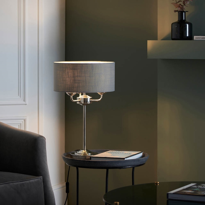 Endon 99149 - Lámpara de mesa HIGHCLERE 3xE14/18W/230V gris/cromo brillante diá. 32 cm