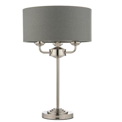 Endon 99149 - Lámpara de mesa HIGHCLERE 3xE14/18W/230V gris/cromo brillante diá. 32 cm
