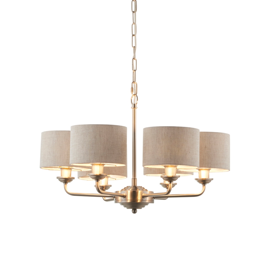 Endon 99151 - Lámpara colgante con cadena HIGHCLERE 6xE14/28W/230V gris/cromo mate Ø 53 cm