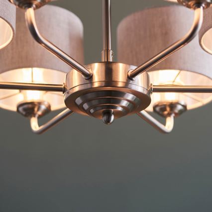 Endon 99151 - Lámpara colgante con cadena HIGHCLERE 6xE14/28W/230V gris/cromo mate Ø 53 cm