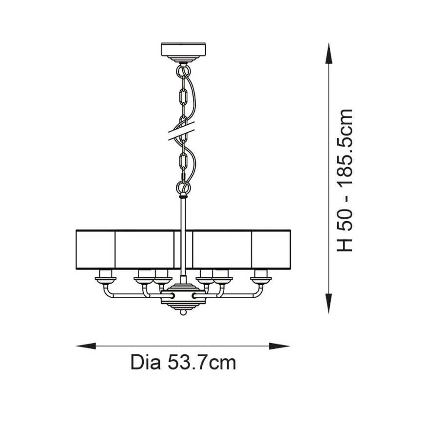 Endon 99151 - Lámpara colgante con cadena HIGHCLERE 6xE14/28W/230V gris/cromo mate Ø 53 cm