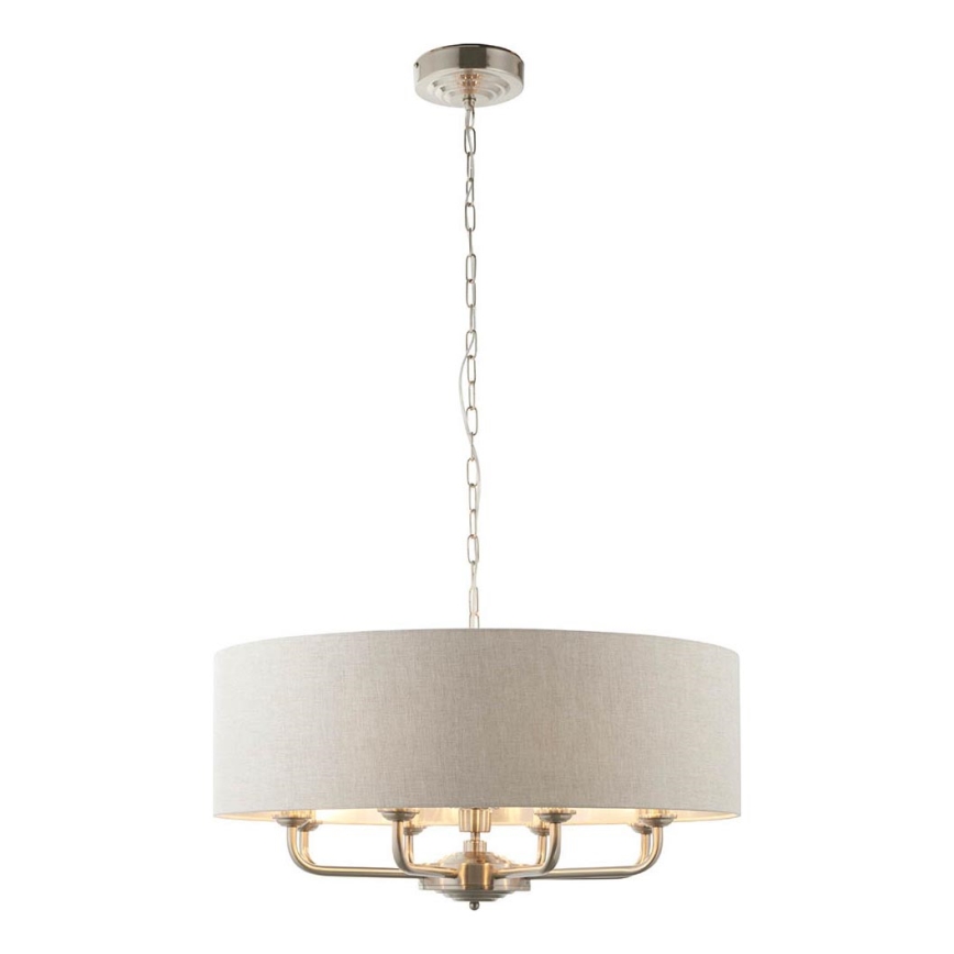 Endon 99152 - Lámpara colgante con cadena HIGHCLERE 8xE14/40W/230V gris/cromo mate
