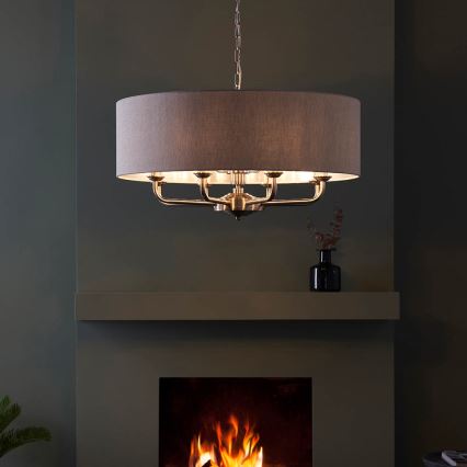 Endon 99152 - Lámpara colgante con cadena HIGHCLERE 8xE14/40W/230V gris/cromo mate diá. 70 cm