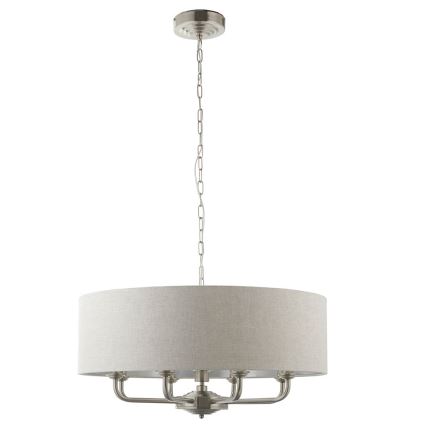 Endon 99152 - Lámpara colgante con cadena HIGHCLERE 8xE14/40W/230V gris/cromo mate diá. 70 cm