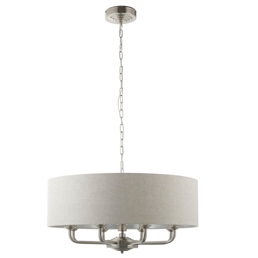 Endon 99152 - Lámpara colgante con cadena HIGHCLERE 8xE14/40W/230V gris/cromo mate diá. 70 cm