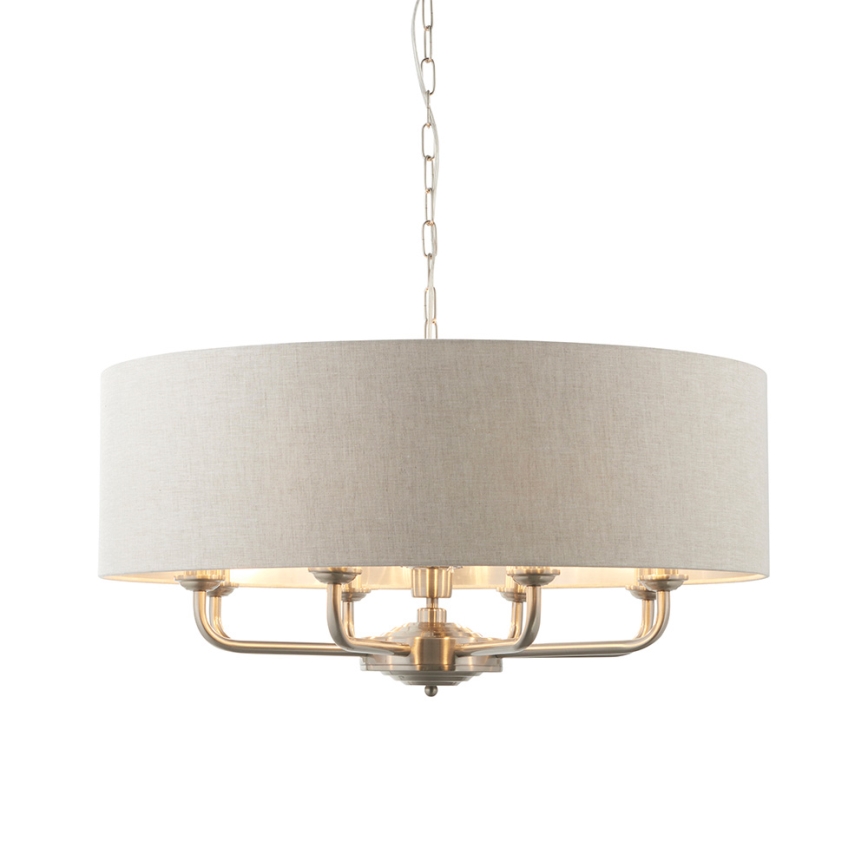 Endon 99152 - Lámpara colgante con cadena HIGHCLERE 8xE14/40W/230V gris/cromo mate diá. 70 cm