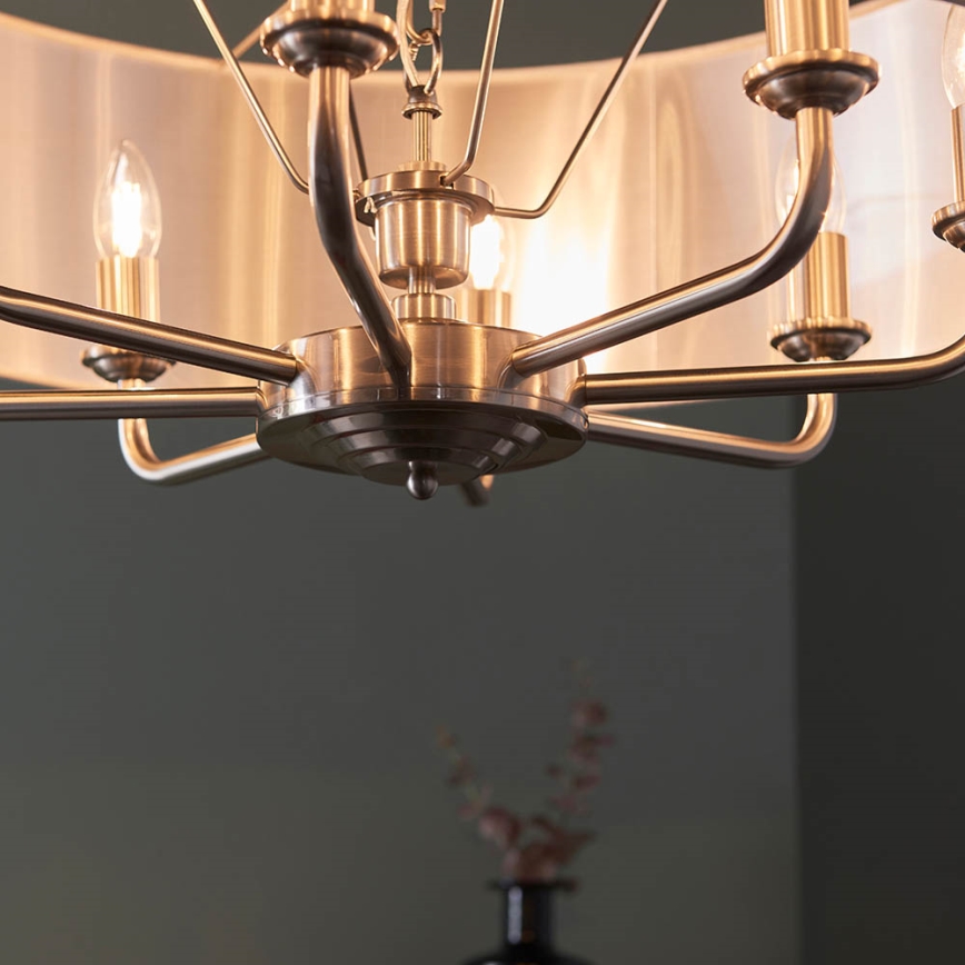 Endon 99152 - Lámpara colgante con cadena HIGHCLERE 8xE14/40W/230V gris/cromo mate diá. 70 cm