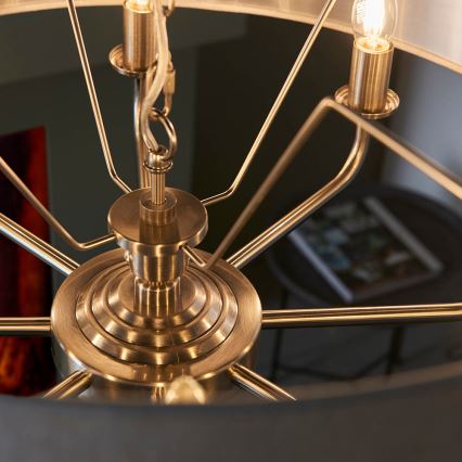 Endon 99152 - Lámpara colgante con cadena HIGHCLERE 8xE14/40W/230V gris/cromo mate diá. 70 cm