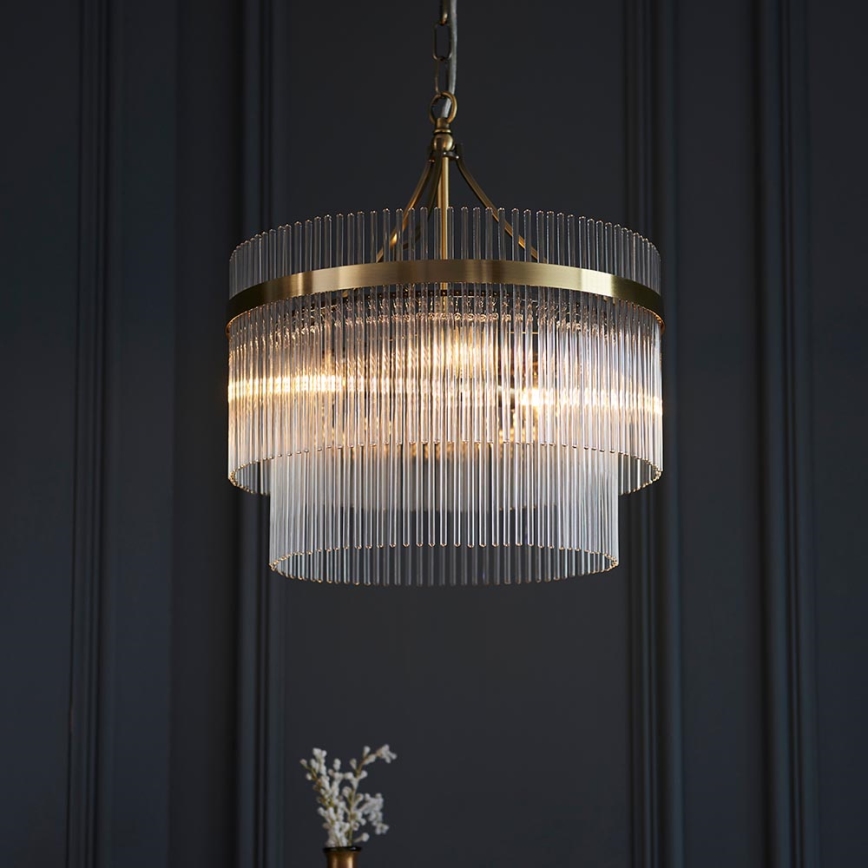 Endon 99167 - Lámpara colgante con cadena MARIETTA 3xE14/7W/230V latón/transparente