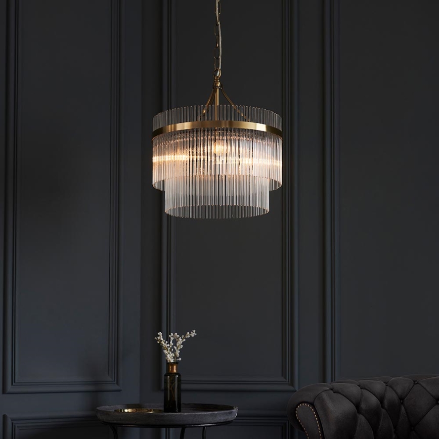 Endon 99167 - Lámpara colgante con cadena MARIETTA 3xE14/7W/230V latón/transparente