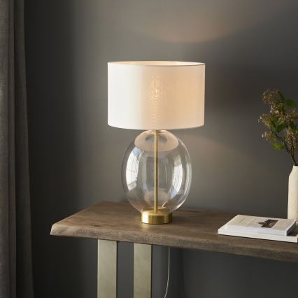 Endon 99292 - Lámpara de mesa regulable KELDA 1xE27/10W/230V crema/dorada