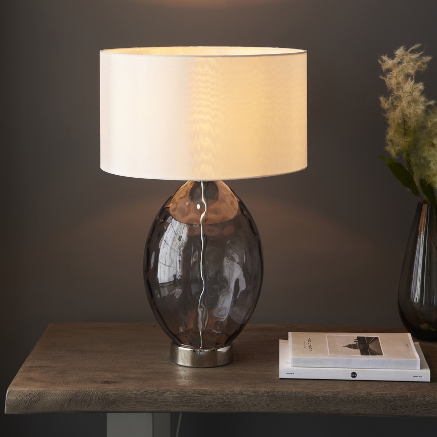 Endon 99581 - Lámpara de mesa regulable ERIN 1xE27/10W/230V crema/cromo mate/negro ahumado