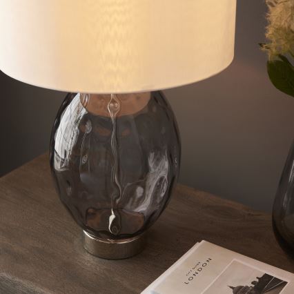 Endon 99581 - Lámpara de mesa regulable ERIN 1xE27/10W/230V crema/cromo mate/negro ahumado
