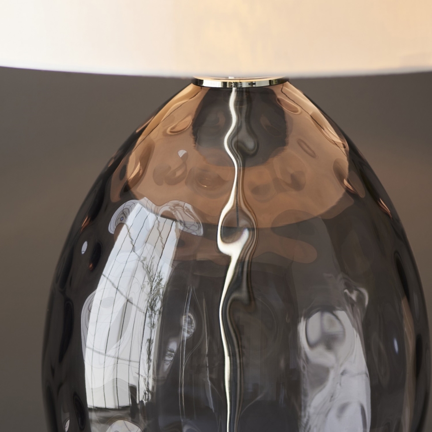 Endon 99581 - Lámpara de mesa regulable ERIN 1xE27/10W/230V crema/cromo mate/negro ahumado