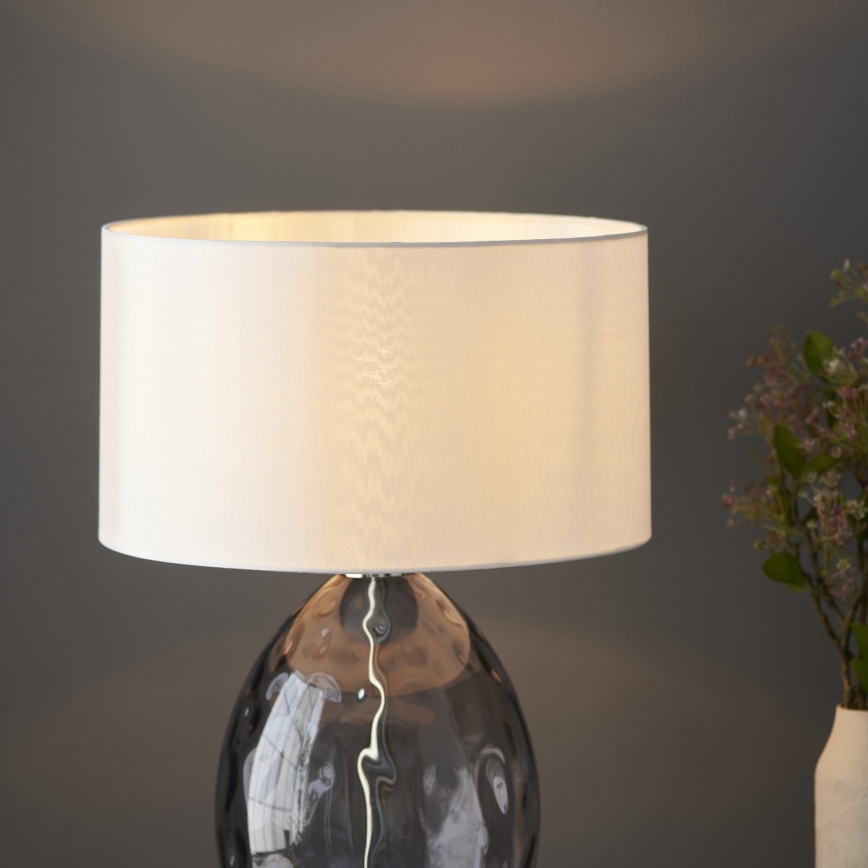 Endon 99581 - Lámpara de mesa regulable ERIN 1xE27/10W/230V crema/cromo mate/negro ahumado