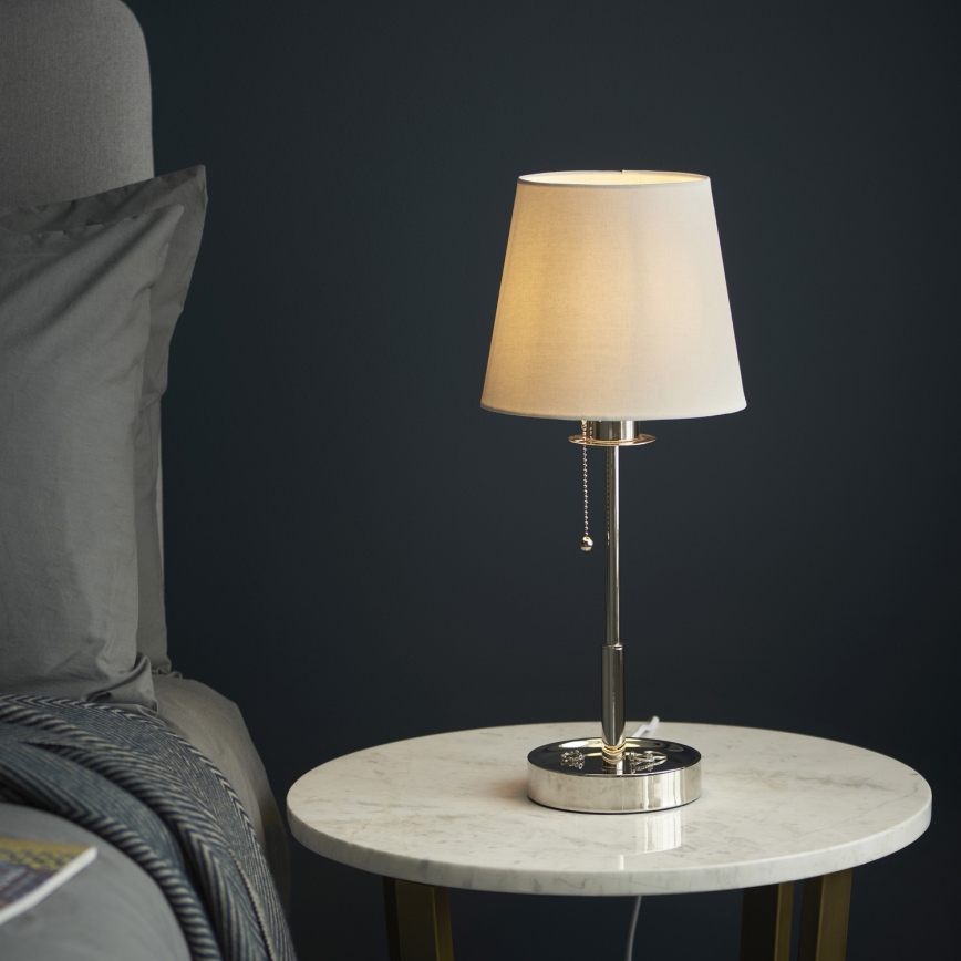 Endon 99596 - Lámpara de mesa 1xE27/10W/230V blanca/cromado brillante