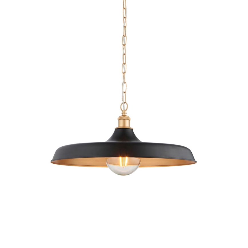 Endon 99998 - Lámpara colgante con cadena SABIAN 1xE27/10W/230V negro/dorado