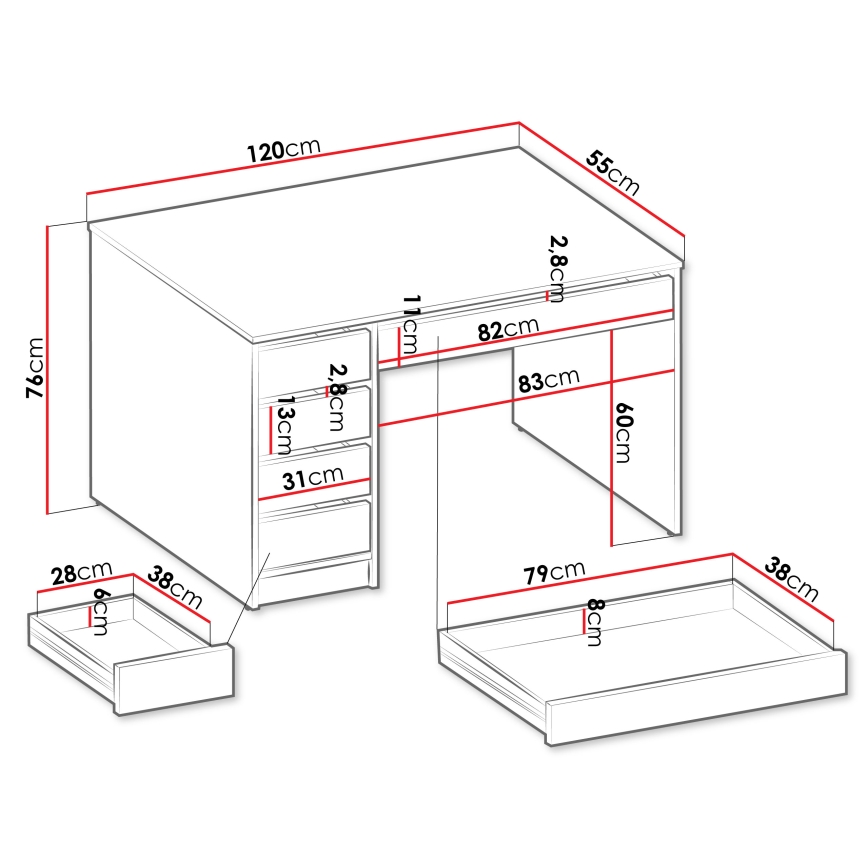 Escritorio ADA 76x120 cm cachemira