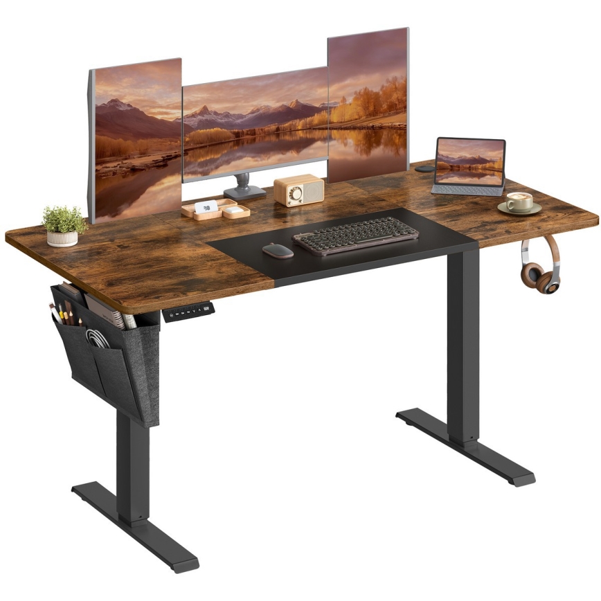 Mesa de escritorio ajustable en altura SOLEA-X marrón/negro