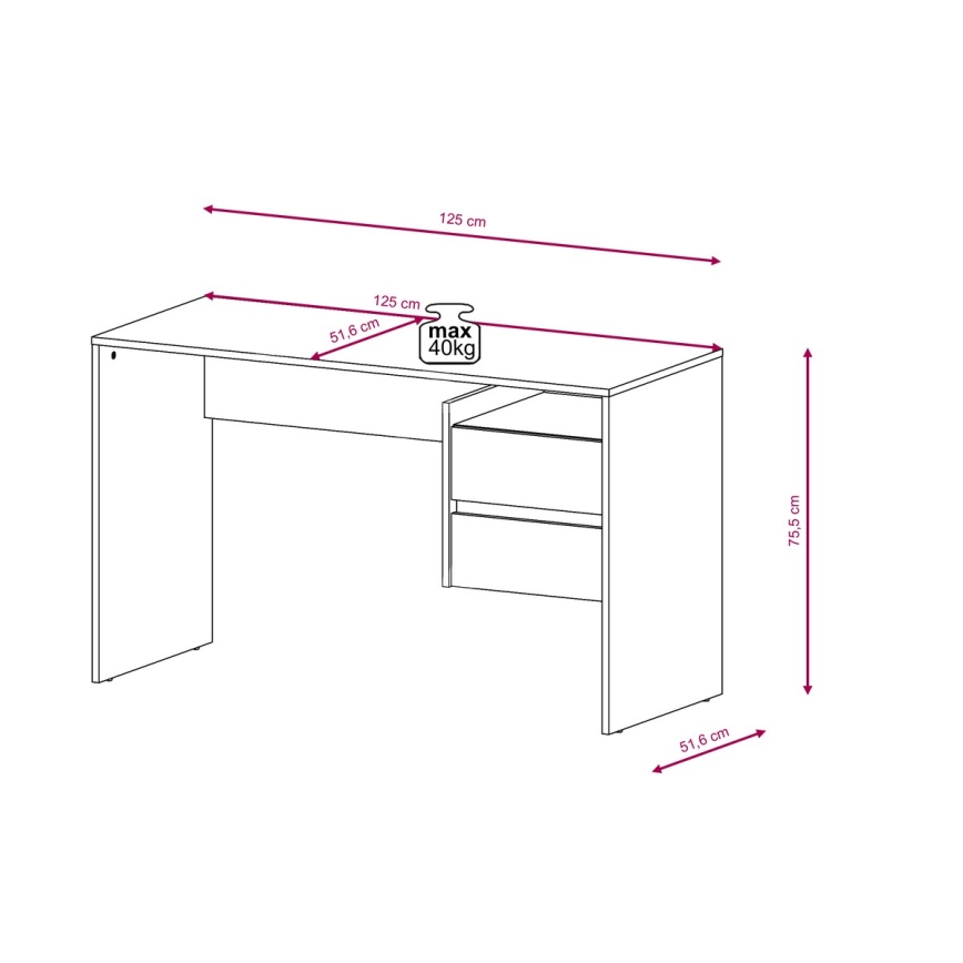 Escritorio con cajones MARLO gris hormigón/blanco