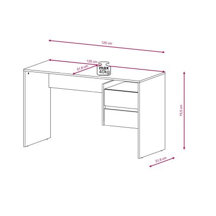 Escritorio con cajones MARLO roble artisan/blanco