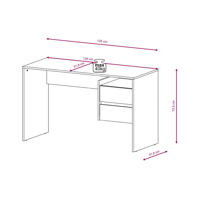 Escritorio con cajones MARLO roble artisan/blanco