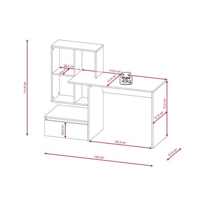 Escritorio con estante MARLO roble artisan/antracita