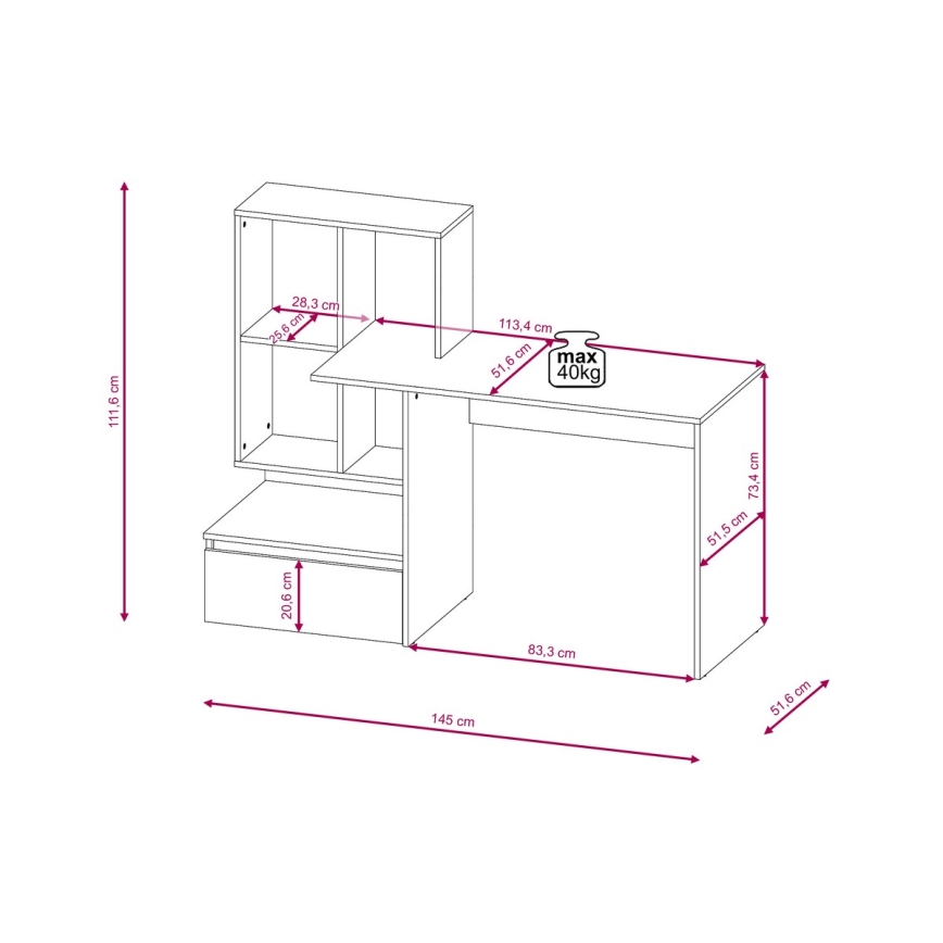 Escritorio con estante MARLO roble artisan/antracita