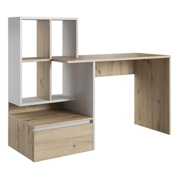 Escritorio con estante MARLO roble artisan/blanco