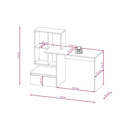 Escritorio con estante MARLO roble artisan/blanco