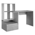 Escritorio con estantería MARLO, gris hormigón/blanco