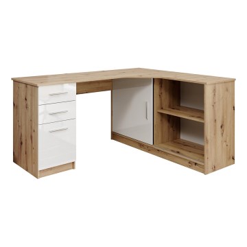 Escritorio con estantería y cajones ROBERTO izquierdo roble artisan/blanco