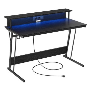 Escritorio con iluminación integrada SOLEA-X, color negro