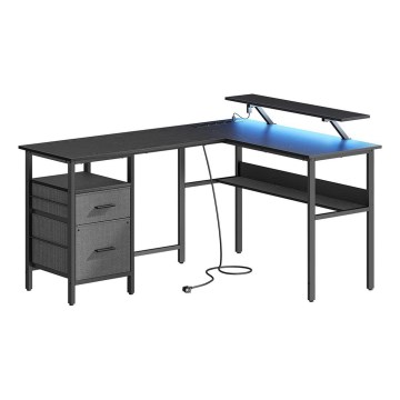 Escritorio con iluminación integrada SOLEA-X marrón/negro
