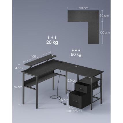Escritorio con iluminación integrada SOLEA-X marrón/negro