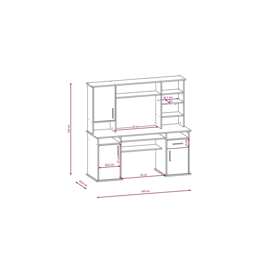 Escritorio ELIAN con estante, roble sonoma/blanco