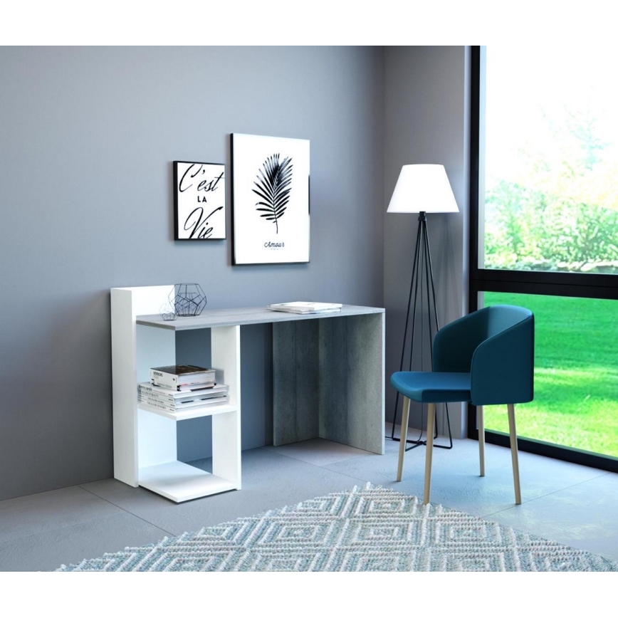 Escritorio MARLO gris hormigón/blanco