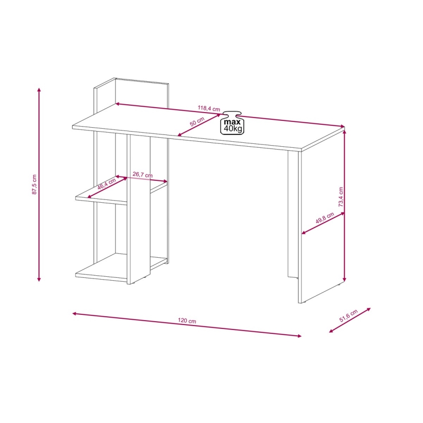 Escritorio MARLO gris hormigón/blanco