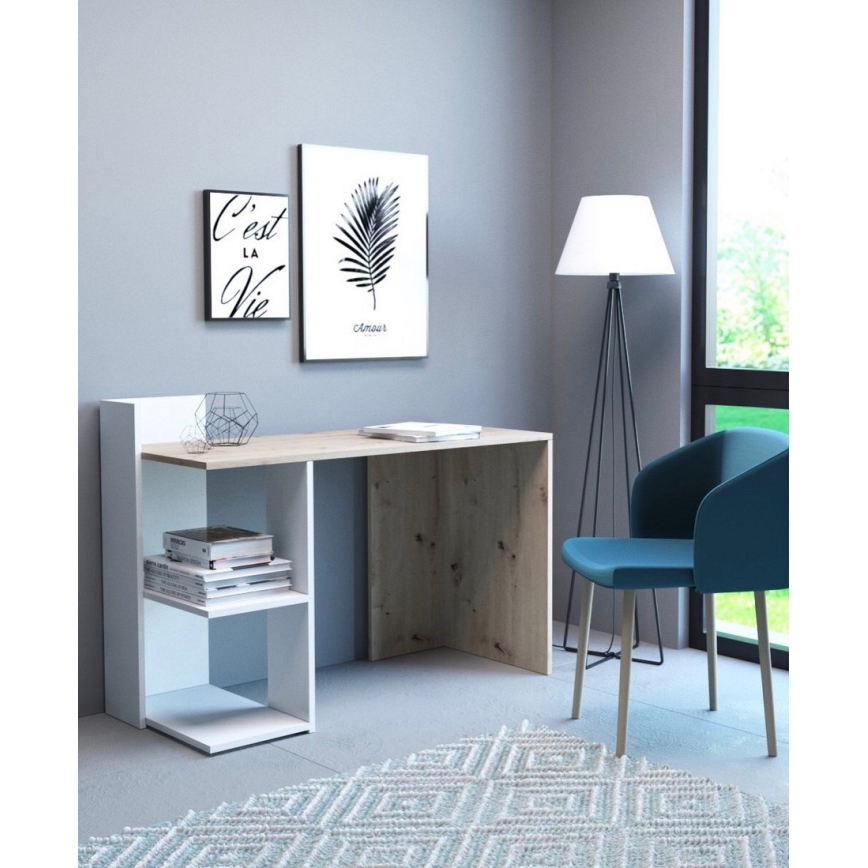 Escritorio MARLO roble artisan/blanco