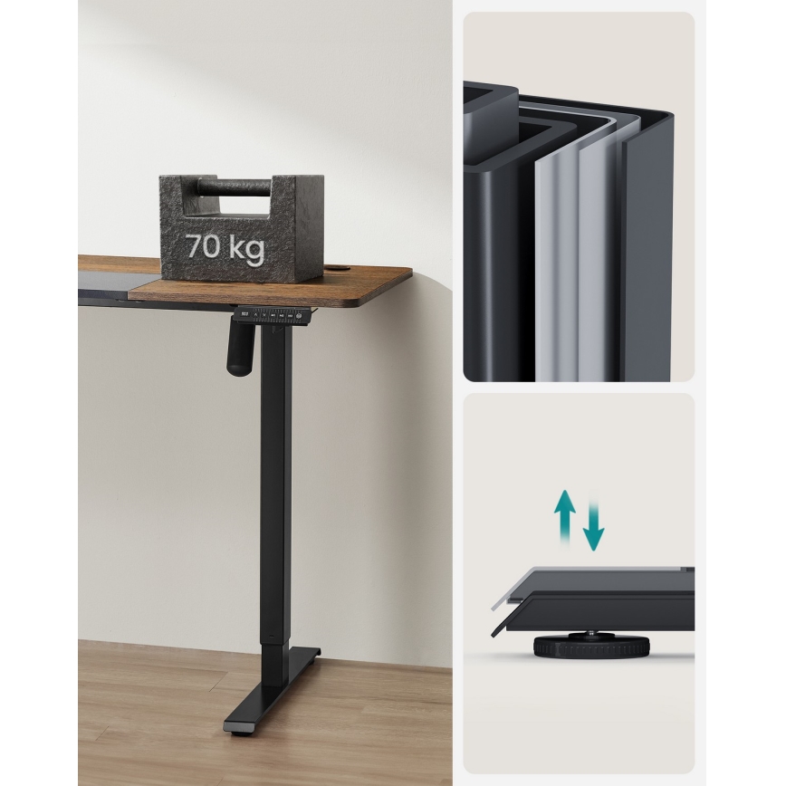 Escritorio regulable en altura SOLEA-X marrón/negro
