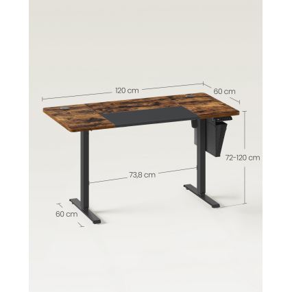 Escritorio regulable en altura SOLEA-X marrón/negro