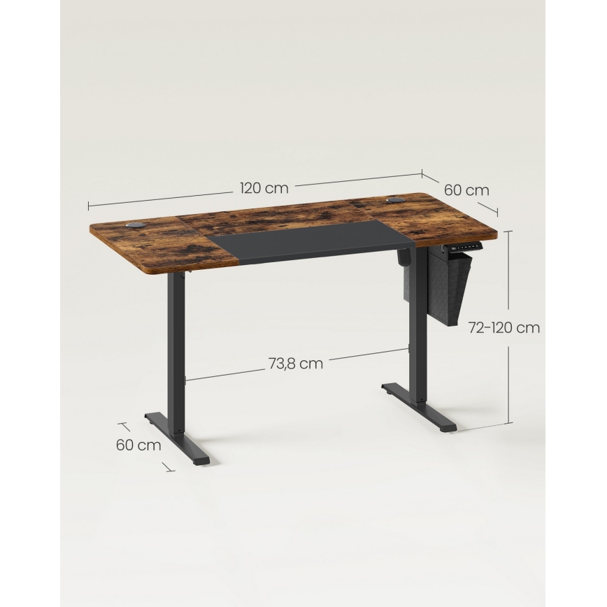 Escritorio regulable en altura SOLEA-X marrón/negro