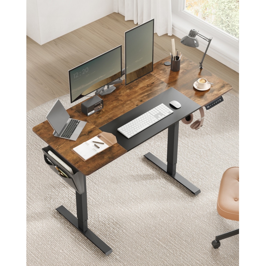 Escritorio regulable en altura SOLEA-X marrón/negro