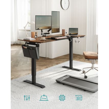 Escritorio regulable en altura SOLEA-X marrón/negro