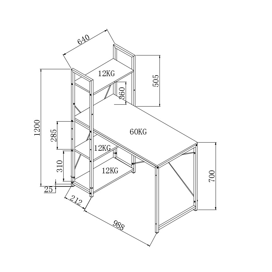 Escritorio SERENOR negro/roble sonoma
