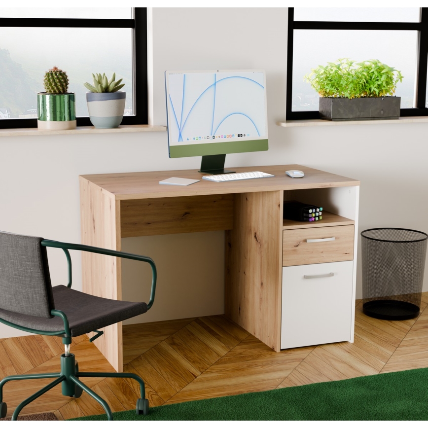 Escritorio URO roble Artisan/blanco