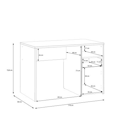 Escritorio URO roble Artisan/blanco